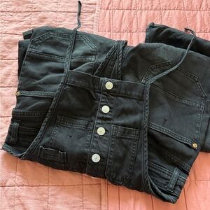 Anthropologie Black Denim Overalls